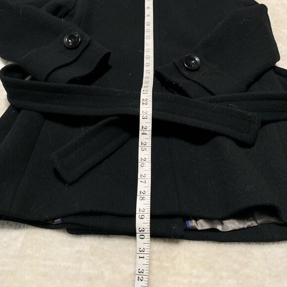 J CREW Womens Black Wool Blend Top Coat Sz 8 Petite Double Breasted Winter Heavy - Picture 7 of 7